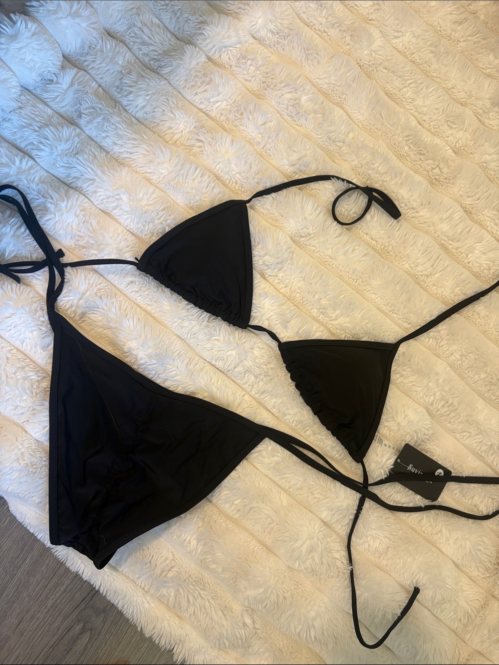 Amazon Black Triangle String Bikini Set